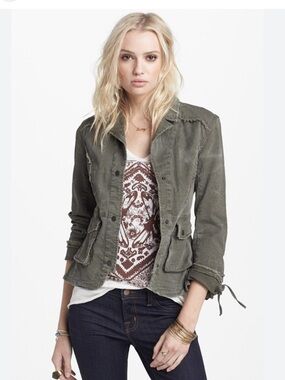 Free People Ruffle Hem Twill Jacket